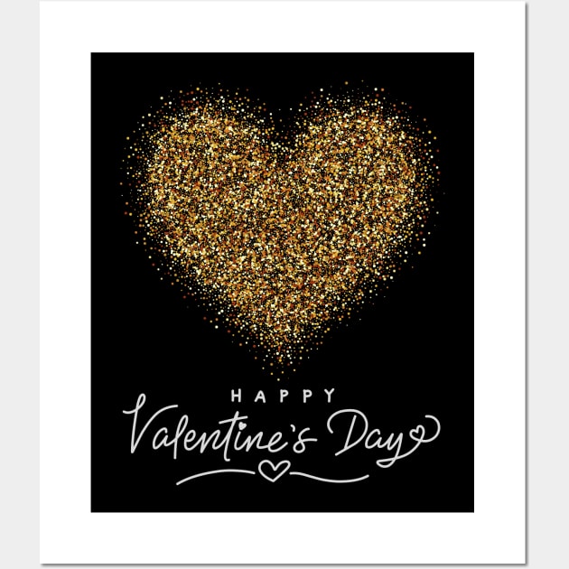 Glitter Gold Heart Valentines Day Wall Art by WearablePSA